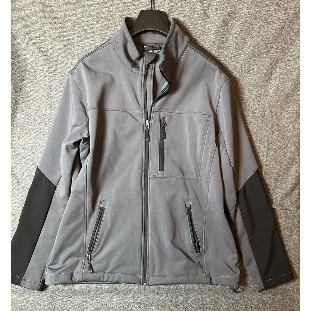 Swiss Tech Jacket Mens Large 42-44 GRAY Performance Track Activewear Full Zip